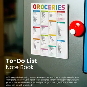 Magnetic Shopping List Book for Fridge, Large Size Checkable Menu Planner, Meal Planner, Kitchen Household Purchase Record Notepad, Organized Grocery Memo, Meal Planner Notebook