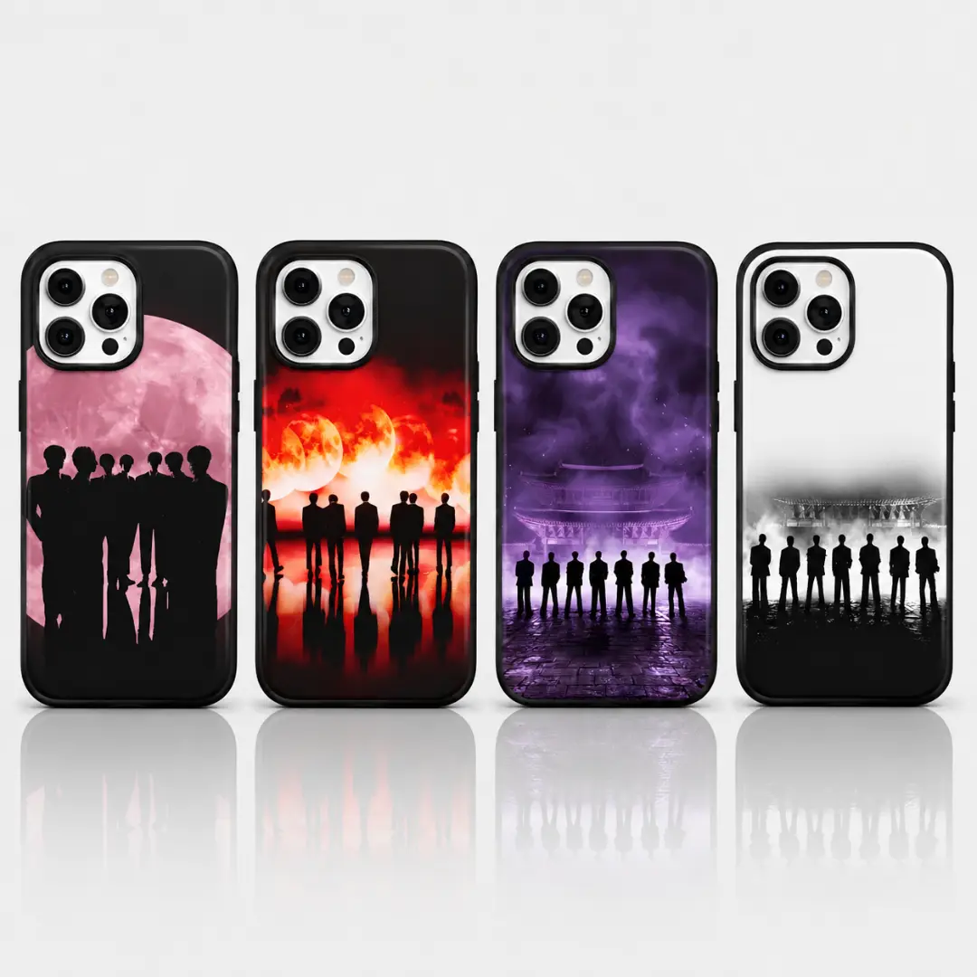 K-Pop Inspired Phone Case, Boy Group Silhouette Case, Dark Aesthetic Idol Style Cover, Concert Fan Gift, Protective Phone Case for iPhone