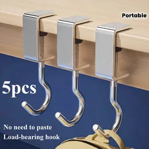 5-Pack of Stylish Hooks for Bags, Perfect for Office Cubicles And Desks, Adjustable And Portable, Ideal for Keeping Your Workspace Organized.
