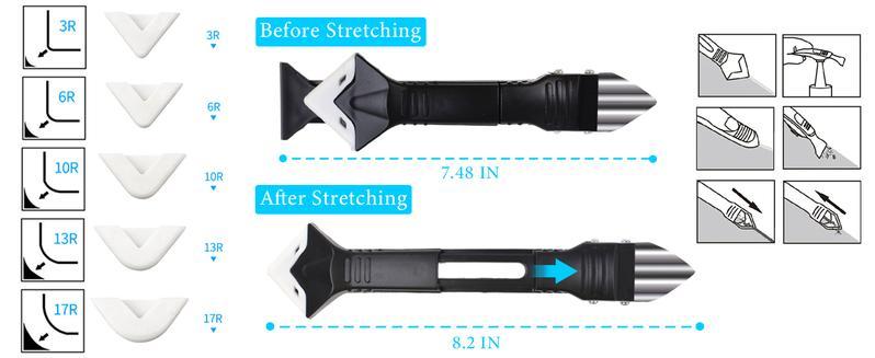 11Pcs Silicone Caulking Tools 3 in1 Grout Removal Tool(Stainless Steelhead)&Grout Remove Scraper, Caulk Remover for Kitchen/Bathroom/Window