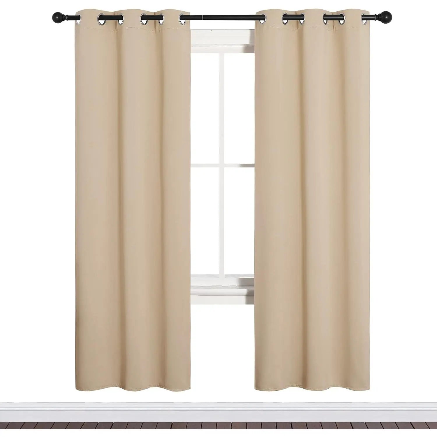 NICETOWN Room Darkening Curtain Panels for Cafe, Thermal Insulated Grommet Room Darkening Draperies/Drapes for Window (Biscotti Beige, 2 Panels, W34 x L72 -inch)