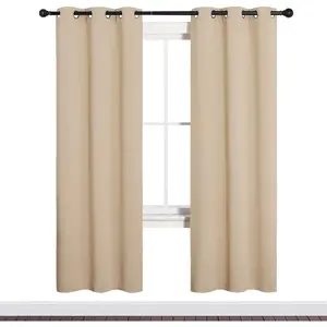 NICETOWN Room Darkening Curtain Panels for Cafe, Thermal Insulated Grommet Room Darkening Draperies/Drapes for Window (Biscotti Beige, 2 Panels, W34 x L72 -inch)