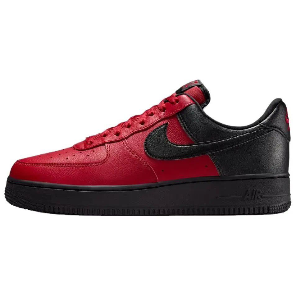 NIKE Air Force 1 Low '07 LV8 Classic Unisex Low Top Cushioned Sneakers - Gym Red/Summit White/Black, True Sizing, Rubber Sole, for Casual & Athletic Use