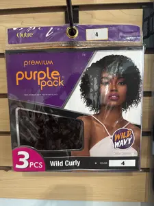 Outre Premium Purple Pack Wild Curly Wig - Color 4, 3 Pieces, Heat Resistant, Adjustable Straps, Comfortable Fit, Versatile Styling