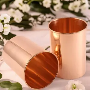 Luxury Handcrafted Pure Copper Tumbler Set (2-Piece, 10.8 oz) | Premium Kitchen Drinkware for Home & Gifting | Ideal for Drinking Water