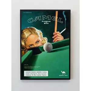 Vintage Camel Poolhall Pinup Poster (No Frame)