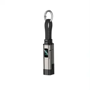 4 in 1 Short Type C Keychain Lanyard Data Cables with LED Display,Braided PD Fast Charging Cord Wireless Induction Bluetooth Speaker Stand Dual-Sided Suction Phone Grip holder Magnetic Vehicles for