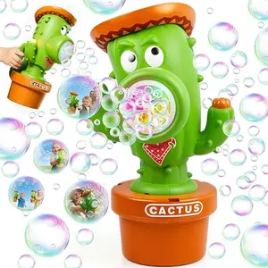 Children’s Cactus Bubble Machine, Automatic Cactus Toy Bubble Maker, Suitable for Children and Adults, Rechargeable Battery Powered, Ideal for Indoor/Outdoor Birthday Parties, Great Gift for Kids Ages 8 and Up