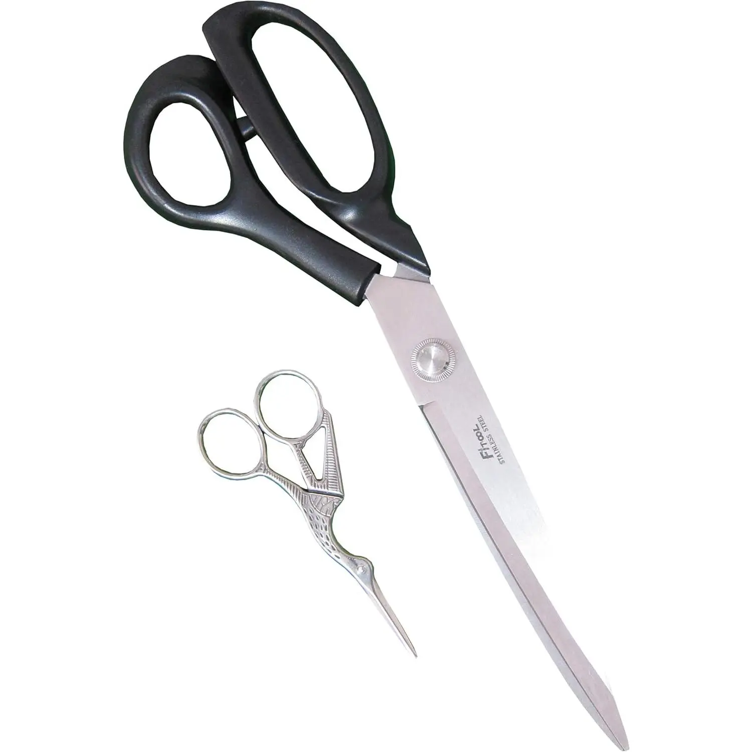 Heavy-Duty Extra Long Large Home/Office Utility , 12-Inch Upholstery Tailor Shears, 4.5-Inch Crane Embroidery Sewing Crafting , Stainless Steel All Purpose Sissors 2Pack