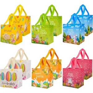 Easter Bunny Bags with Handles 12 count Easter Egg Hunt Bags Candy  Gifts Bags for Easter Party Favor Supplies,Gifts Wrapping,Table Decor,Holiday Party Supplies