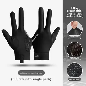 Three-finger all-finger billiard glove, ice silk high elasticity, soft, durable, breathable, anti-slip, exposed finger billiard special glove, high-quality professional model, left and right hand leka high elasticity, comfortable, sweat-proof