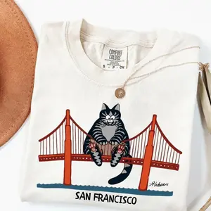 Comfort Colors® B Kliban Cat San Francisco Golden Gate T-Shirt, Popular Movie Shirt