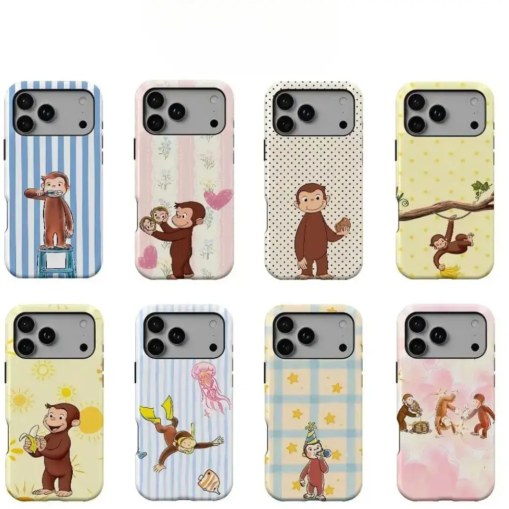 New Curious George Printed Phone Cases, Premium 2-in-1 Dual-Layer Protective Cover, Compatible with iPhone 17 16 15 14 13 12 11 Pro Max Pro Plus, Samsung Galaxy S26 S25 FE S24 Plus S23 Ultra, Smartphone, Accessories