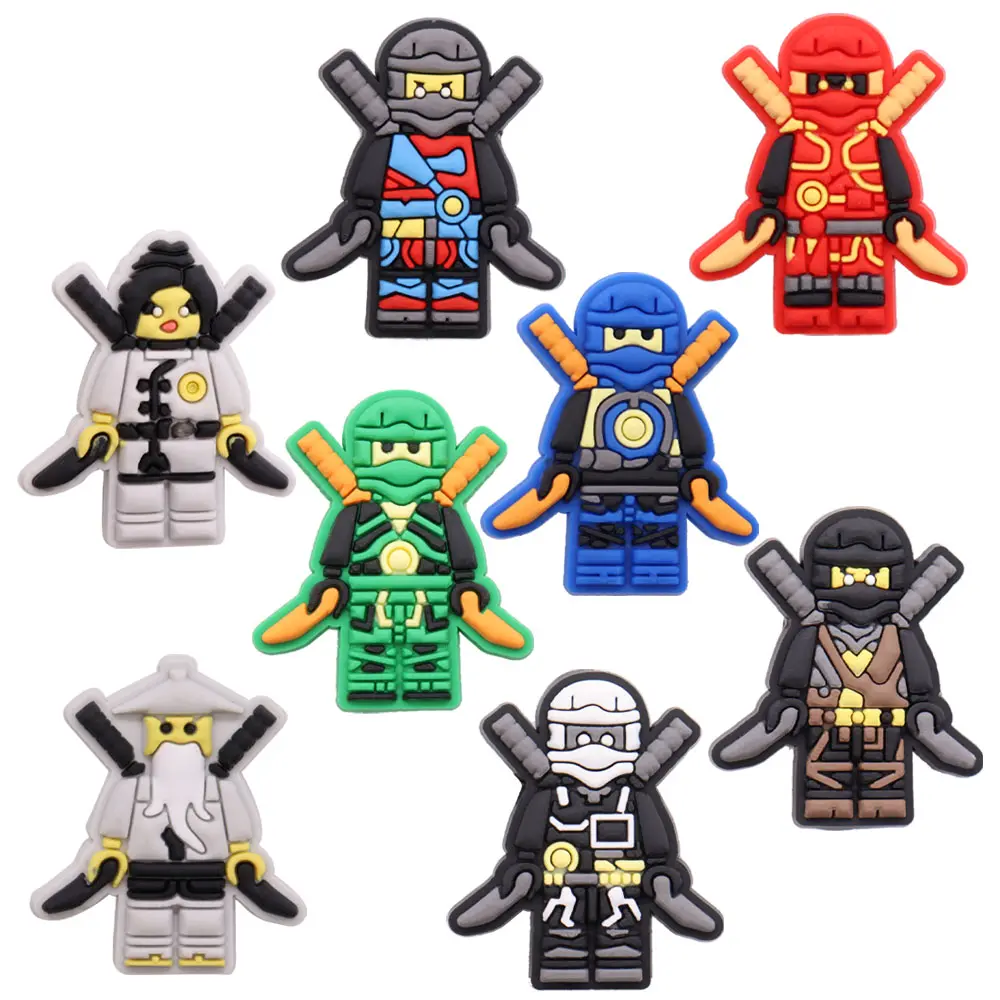 Cartoon Ninja Adventure Croc Shoe Charms for Kids Boys Girls Women Men PVC Wristband Sandals Clog Accessories Party Favor with Dragon and Character Designs