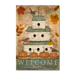 Courtside Market Welcome Fall Birdhouse 12x18 Canvas Wall Art