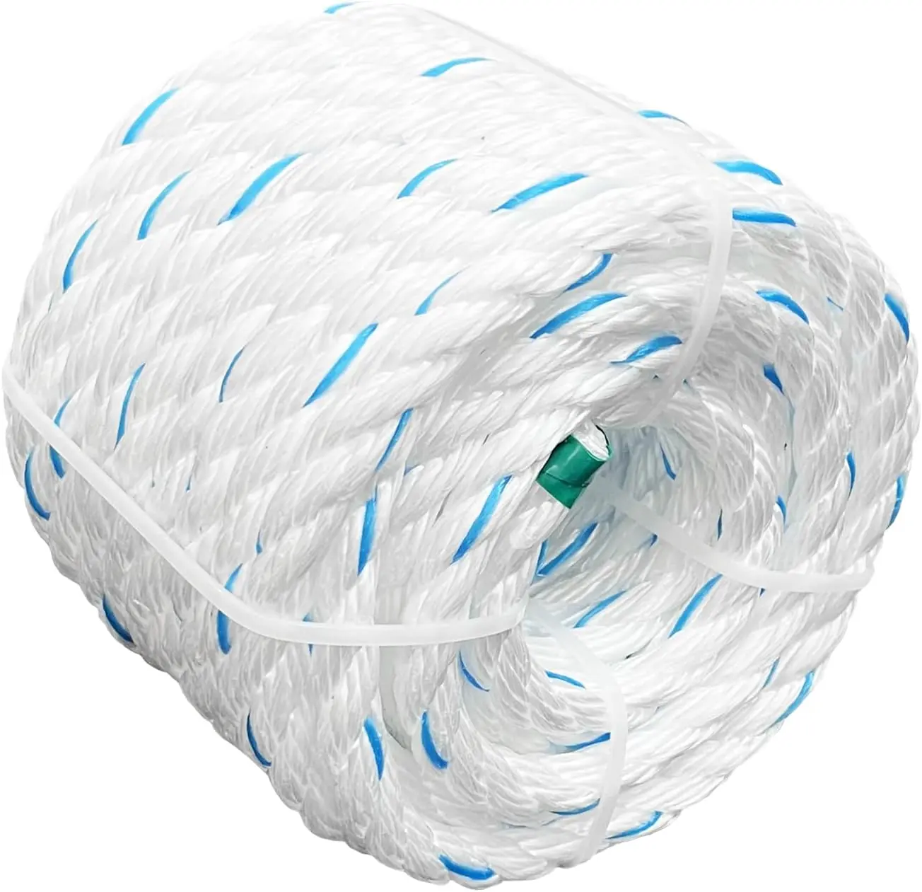 White Twisted Synthetic Polypropylene Rope - 3/8 in 100 Ft Heavy Duty Buoyancy Floating Rope, 2925 lbs Load Capacity, UV, Oil & Water Resistant Cord for Marine, Pool Use