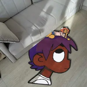 Creative Cute Cartoon Hair Hip-Hop Rug, Soft Washable Carpet for Home Decor, Easy Clean Entrance Mat for Room Hotel Bathroom Corridor Bedside Doorway Outdoor, Cartoon Pattern Rug