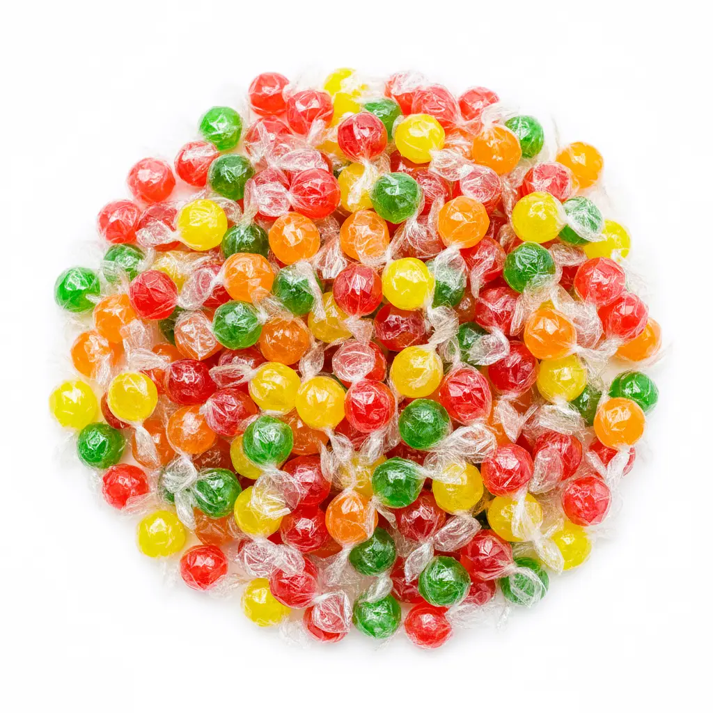 Sour Fruit Balls Hard Candy Assorted Fruity Tangy Wrapped Candy Mix