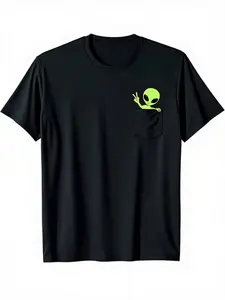 Men'S Soft T-Shirt with Glow-in-the-Dark Alien in