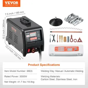 VEVOR Stud Welder Dent Repair Kit, 3KW Spot Welder Dent Puller with Auto/Manual Welding 9 Versatile Modes, 110V Auto Body Spot Welding Dent Puller Machine for Car, Truck Dent Repair