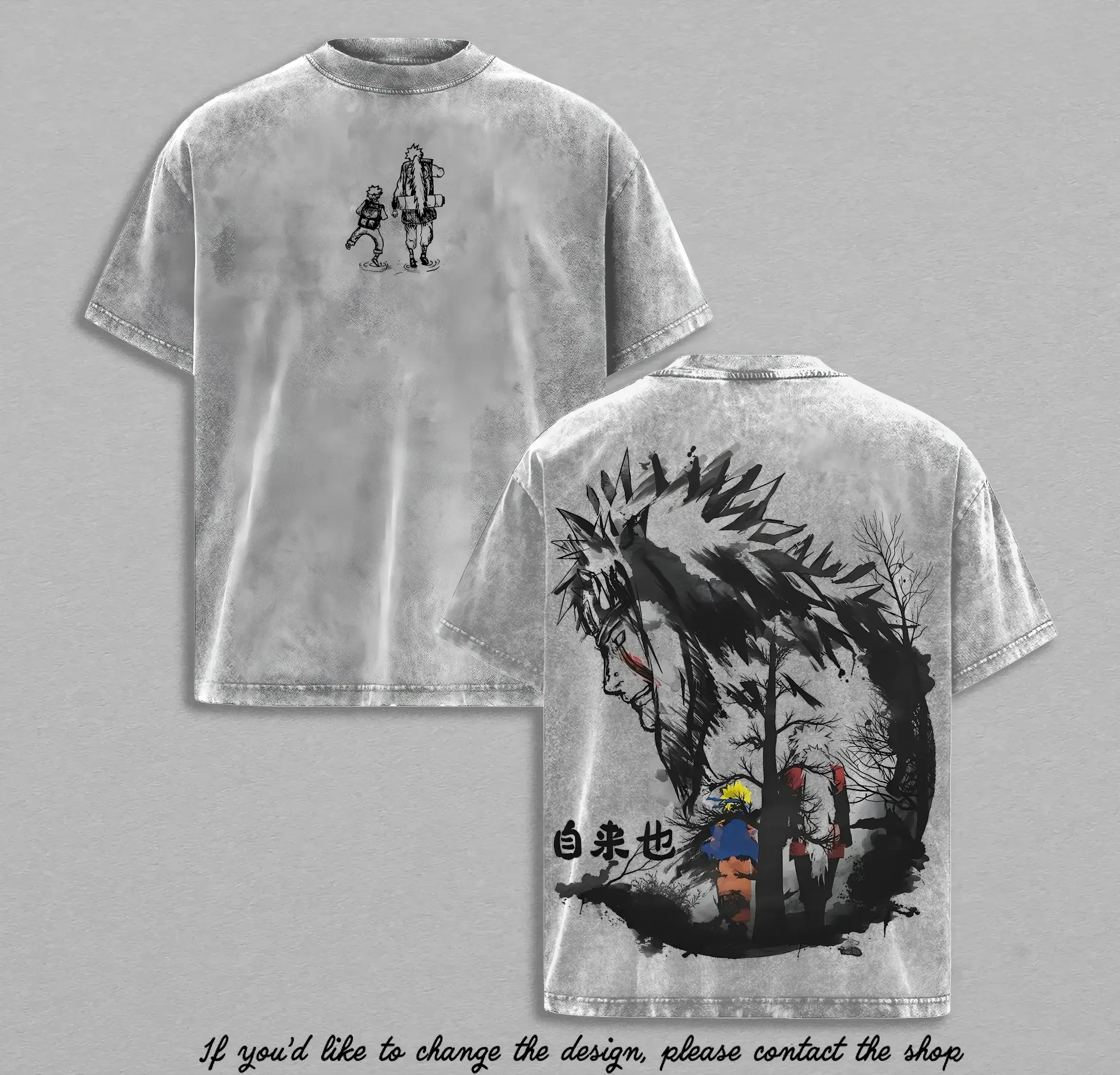 Master Jiraiya x Naruto Vintage Wash T-Shirt Anime Manga Graphic Tee, Heavyweight Streetwear, Japanese Anime Gift , Naruto Merch Naruto Anime Graphic T-Shirt | Unisex Casual Tee Old School Naruto Anime Print Vintage Cotton Tee