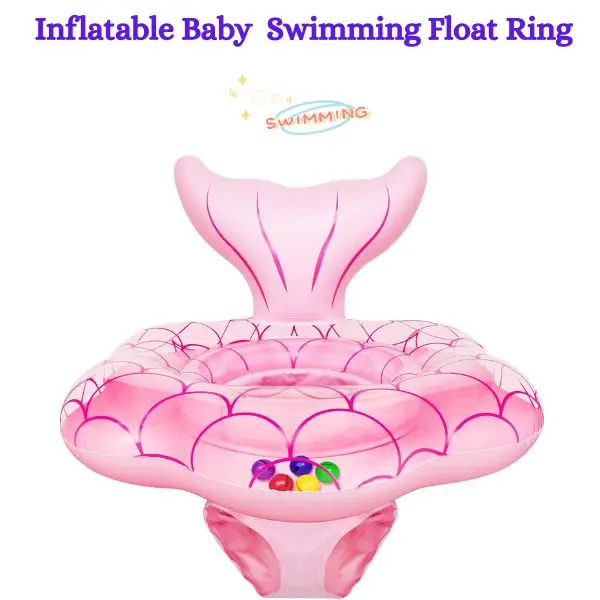 25.6" Extra Wide Baby Pool Float for 6–36 Months – Anti-Flip Infant Swim Float with Safety Seat, Mermaid Toddler Floaties, Inflatable Baby Swim Trainer, Kids Swimming Float Ring, Summer Pool & Beach Toys