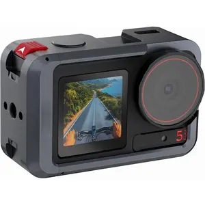 Metal protective case, suitable for DJI Osmo Action 5 Pro/Action 4/Action 3, scratch-resistant hard shell case with lens cover, 1/4" threaded interface and cold shoe mount, suitable for video lights and microphones