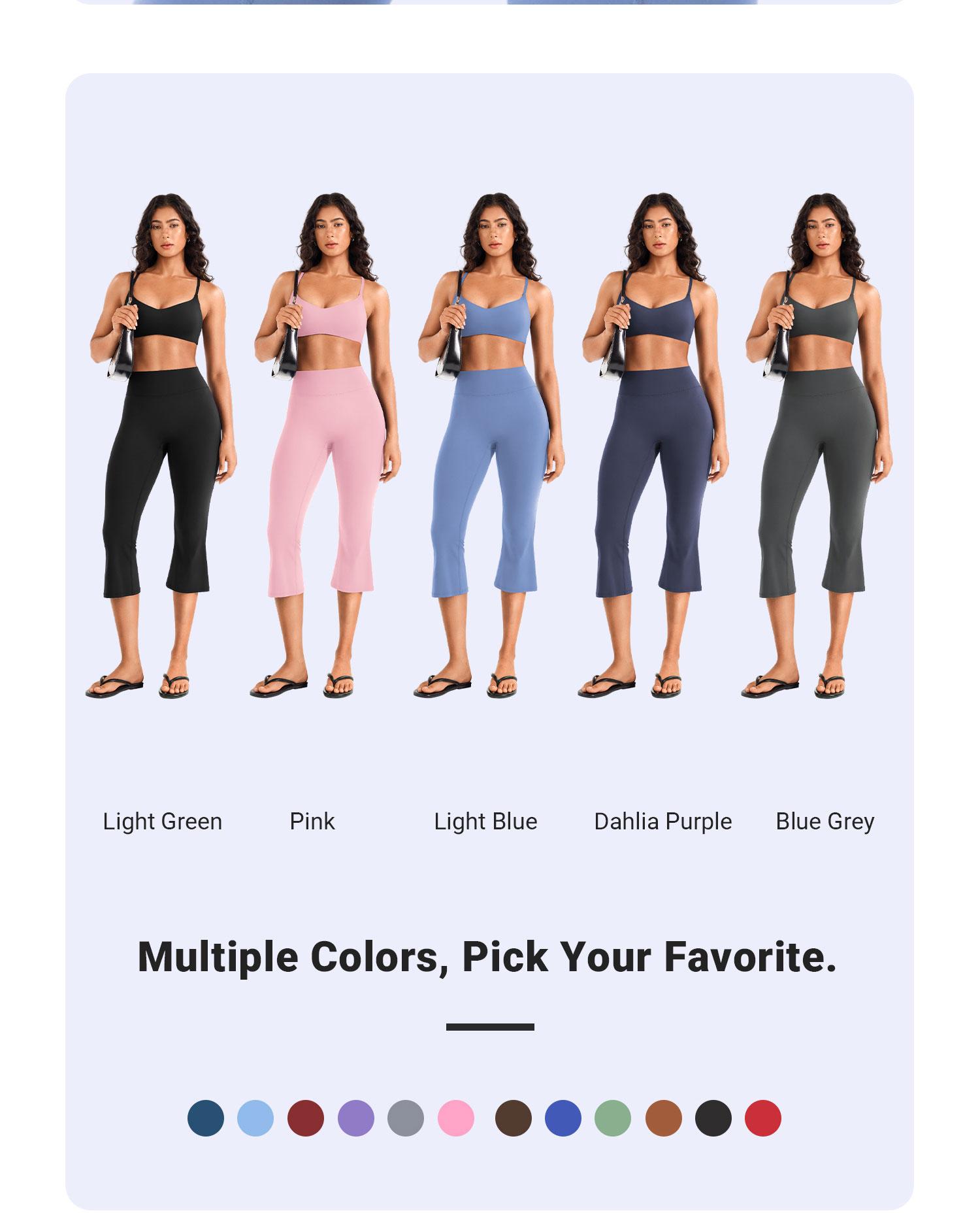 YEOREO Womens Cropped Flare Capri Leggings High Waisted Hidden Scrunch Yoga Pants Buttery Soft Athletic Lounge Pants sohochic