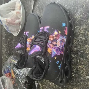 1 Pair Kids Soft & Elastic Thick Sole Sneakers Children's Day Gift Non-Slip Shock Absorption Campus Versatile Cool Black Purple Pink Shiny Girl Group Star Print Casual Shoes