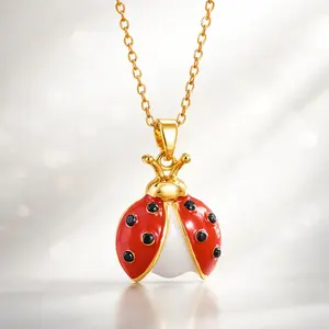 Creative Enamel Ladybug Beetle Clavicle Necklace - Quiet Luxury Trendy It Girl Ins Aesthetic Minimalist Playful Lucky Statement Jewelry accessories for women valentines gifts for gf