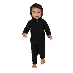 Black & Red Infant Footless Hoodie Onesie