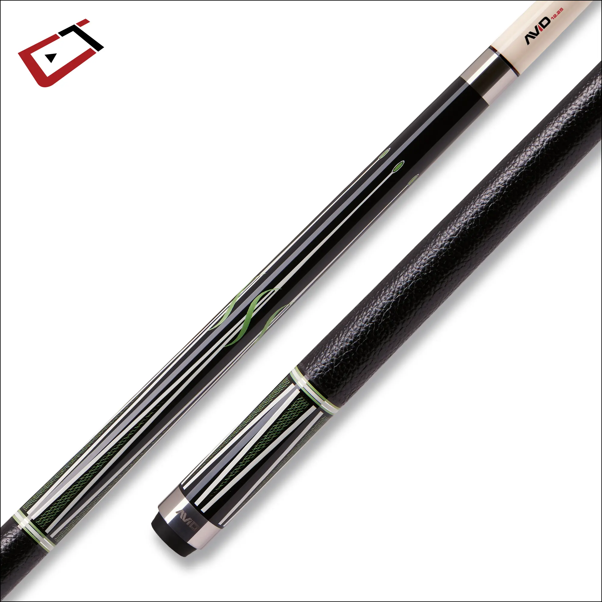 Cuetec Avid Opt-X Mint Billiards Cue - Leather-Tec Wrap, Wave Accents, Super Straight Taper, Duo Smart Extension Ready, 11.75mm Tip, 19oz, Stackable Rings, Ct Logo Joint Protectors