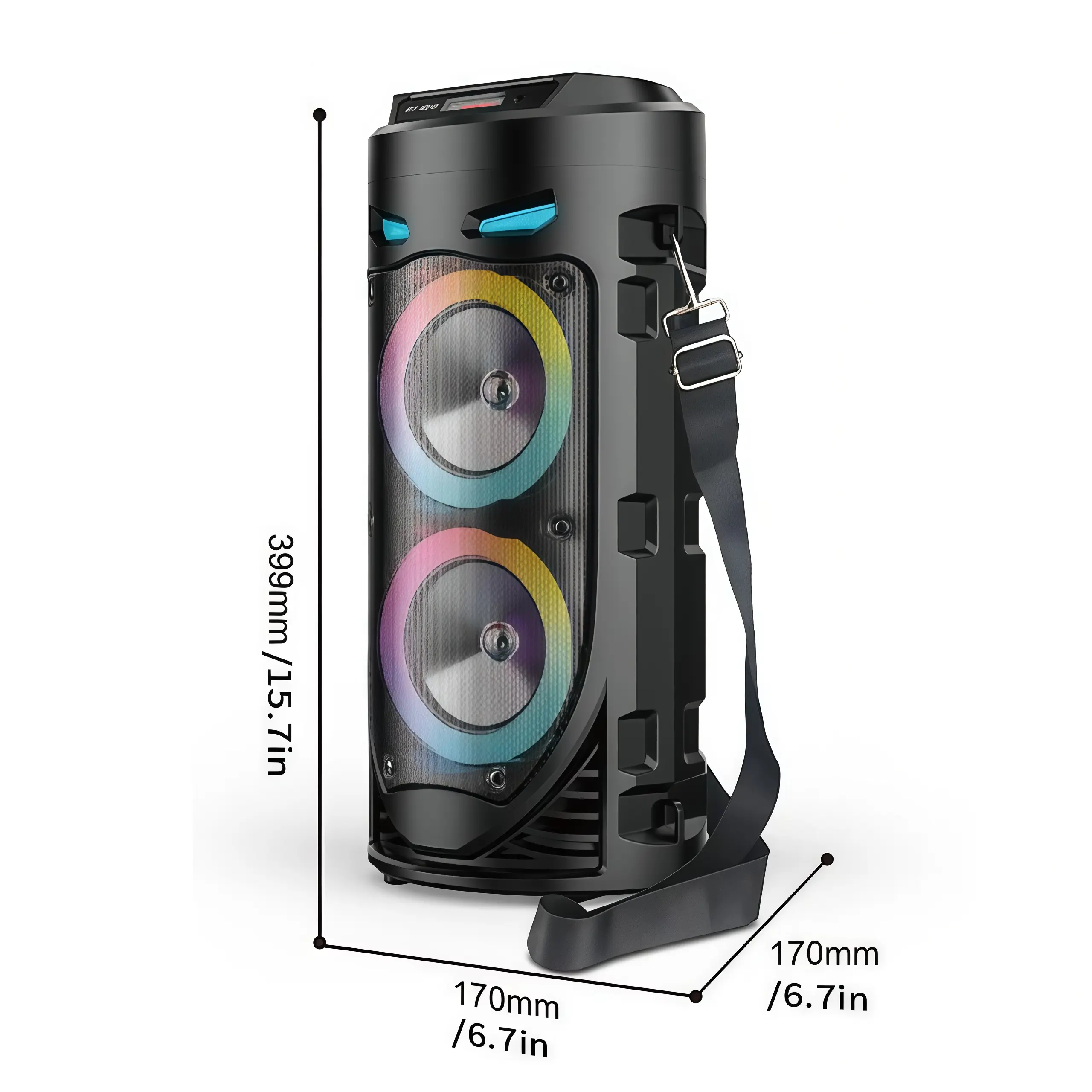 Karaoke Bluetooth Speaker with Microphone, Vibrant LED Lights & Powerful Bass. 16W Portable Wireless Party Soundbox for Outdoor Gatherings, Supports AUX/USB/FM Radio. US Stock. Compatible with Audio Cable,  Remote, Subwoofer and Tablet Devices.