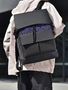 2025 New Style Men's Fashionable Quilted Pattern Trendy Large-Capacity Backpack, College Student Backpack, Travel Bag, Office Laptop Bag, Casual Commuting Water-Resistant Backpack