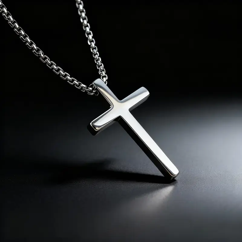 Stainless Steel Cross Necklace for Men, Hypoallergenic Faith Pendant with 18-Inch Box Chain, Minimalist Chain Jewelry, Teenage Boy Gifts, Black Cross Design, Necklaces