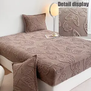 3-Piece Butterfly Embroidered Bedding Set, Ultra Soft Plush Fabric, Breathable Lightweight, King/queen Size, Deep Pocket, Includes Sheet & Pillowcases