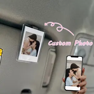 Car Sun Visor Picture Frame Holder, Strong Hold Design, Scratch-Resistant Surface, Suitable for Couples, Pets, Families, Car Interior Decor Gift