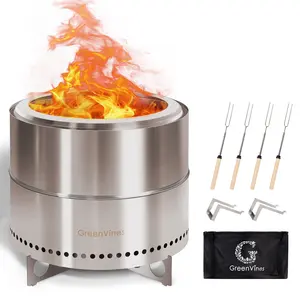 Fire Pit,Smokeless-Fire-Pit， 304 Stainless-Steel-Firepit ，Portable Outdoor Pits with Stand for Camping ，Bag & Sticks & Holders ，Solo Wood Burning Bonfire ，Low Smoke Stove