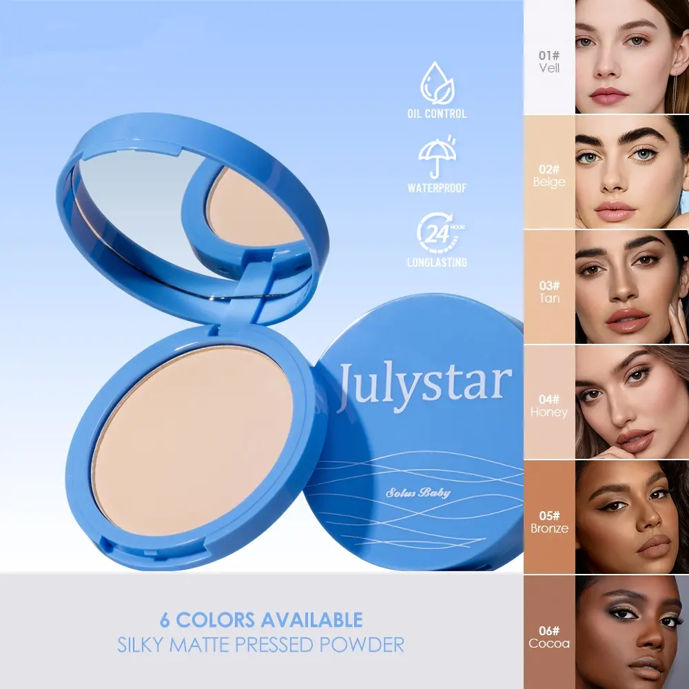 Optical Soft Focus Silky Matte Face Pressed Powder, Waterproof Finishing Powder, Invisibile Pore & Oil Control, 24h Long-Lasting Waterproof, Matte Finish, Compact with Puff