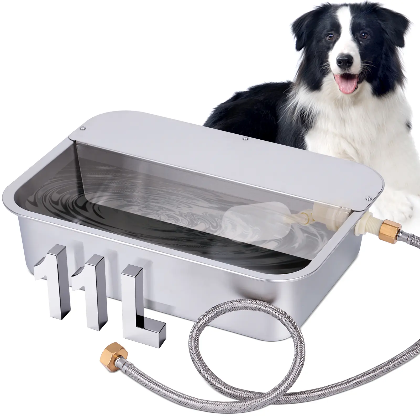 3 Gal Automatic Pet Water Feeder, Stainless Steel Drinking Water Bowl, Large-Capacity Self-Filling Outdoor Dispenser for Dogs & Cats, Automatic Water Feeder