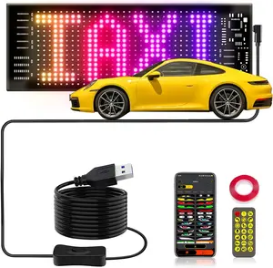 Led Sign for  Windshield, Programmable LED Scrolling Flexible Screen Digital Display, APP Control, Advertising LED Sign with Remote, DIY  Animation (Black, 3"x7")