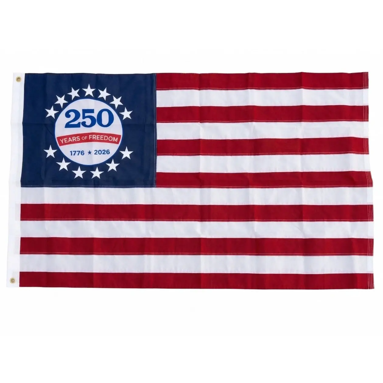 250th Anniversary Rectangular Single-Sided USA Flag 3x5 Ft, Embroidered American Flag for Porch, Patriotic Events, Memorial Day & 4th of July Decor (Fashion Accessories)