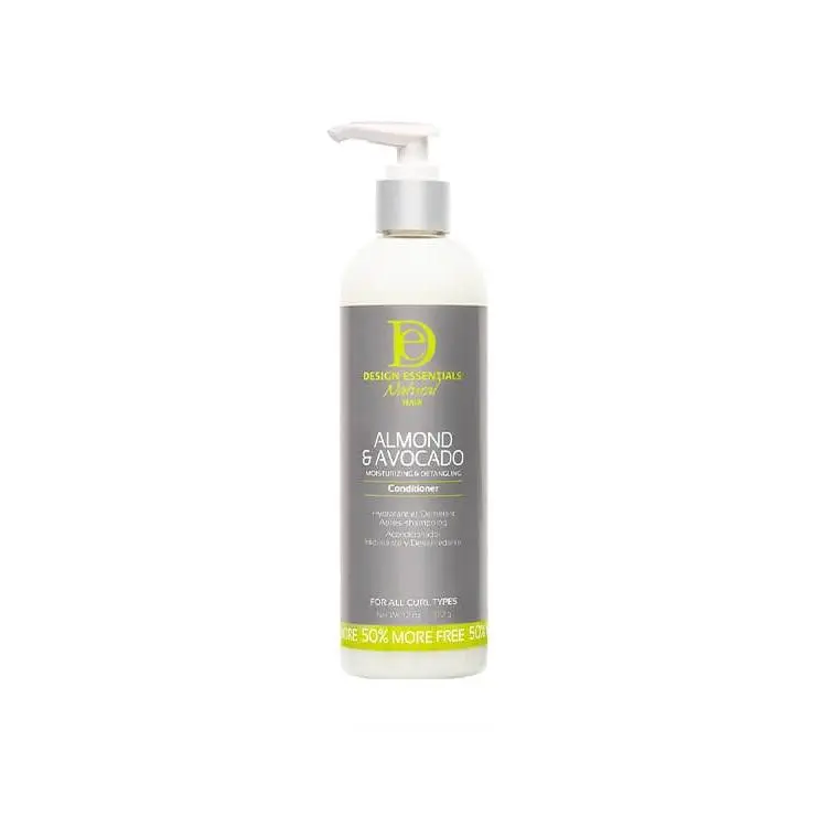 Design Essentials Almond & Avocado Detangling Conditioner with Shea Butter & Coconut Milk, Frizz Control for Natural, Curly & Afro Style Hair, 12 oz, Natural Hair, Hydration Boost, Afro Curly Style, Conditioning, Nourishing, Unisex