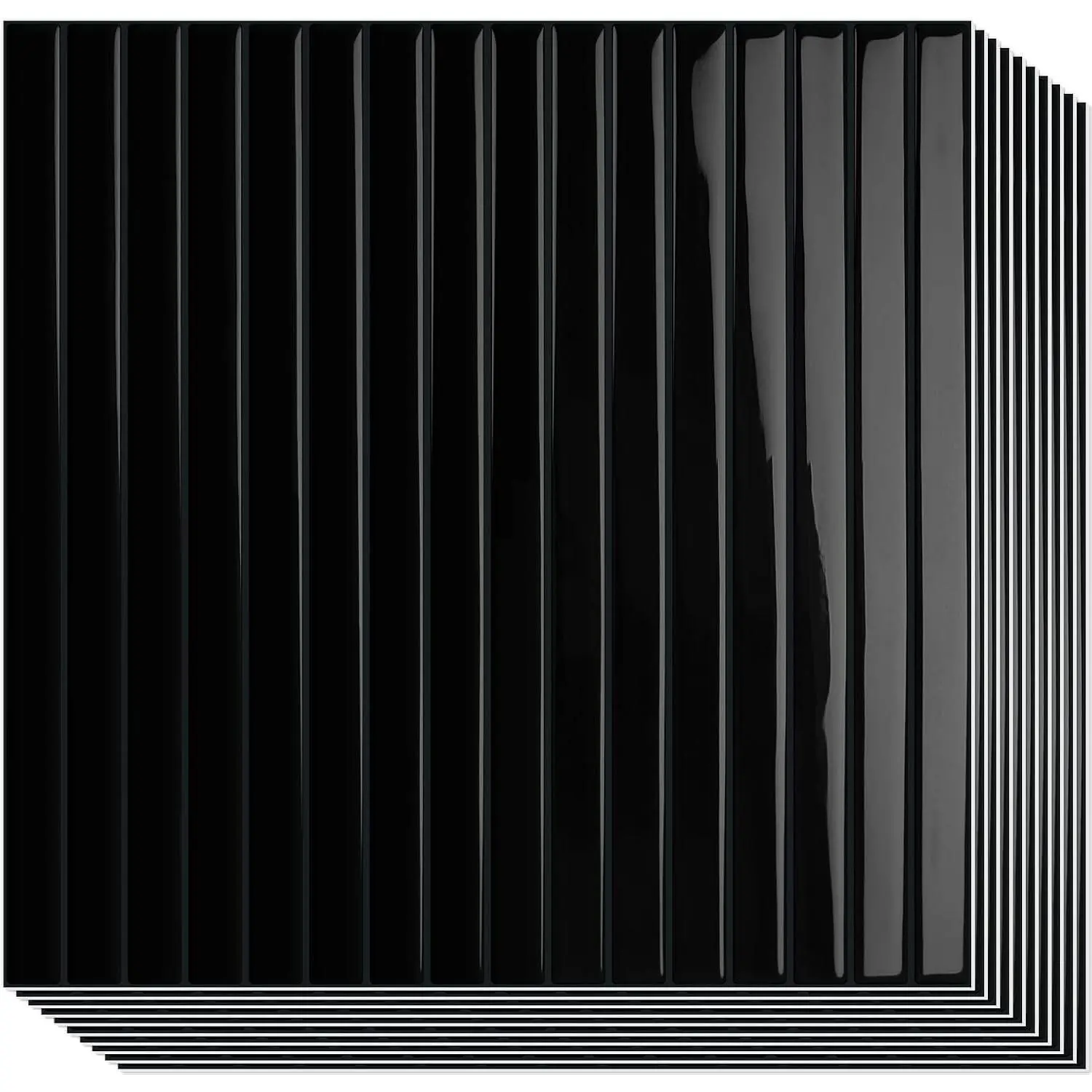 10-Sheet Upgraded Thick Peel and Stick Kitchen Backsplash Tiles,  Self-Adhesive Wall Tile Stick  Backsplash for Kitchen,Bathroom and Fireplace(Black,12"x12")