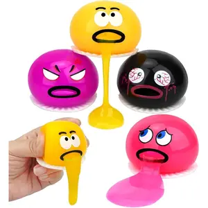 4 Pack Puking Sucking Fidget Toy Slime Ball, Vomiting Stress Balls Sensory Squeeze Toys, Cute and Gross Prank Toy, Novelty Gag Gift for Kids Adults