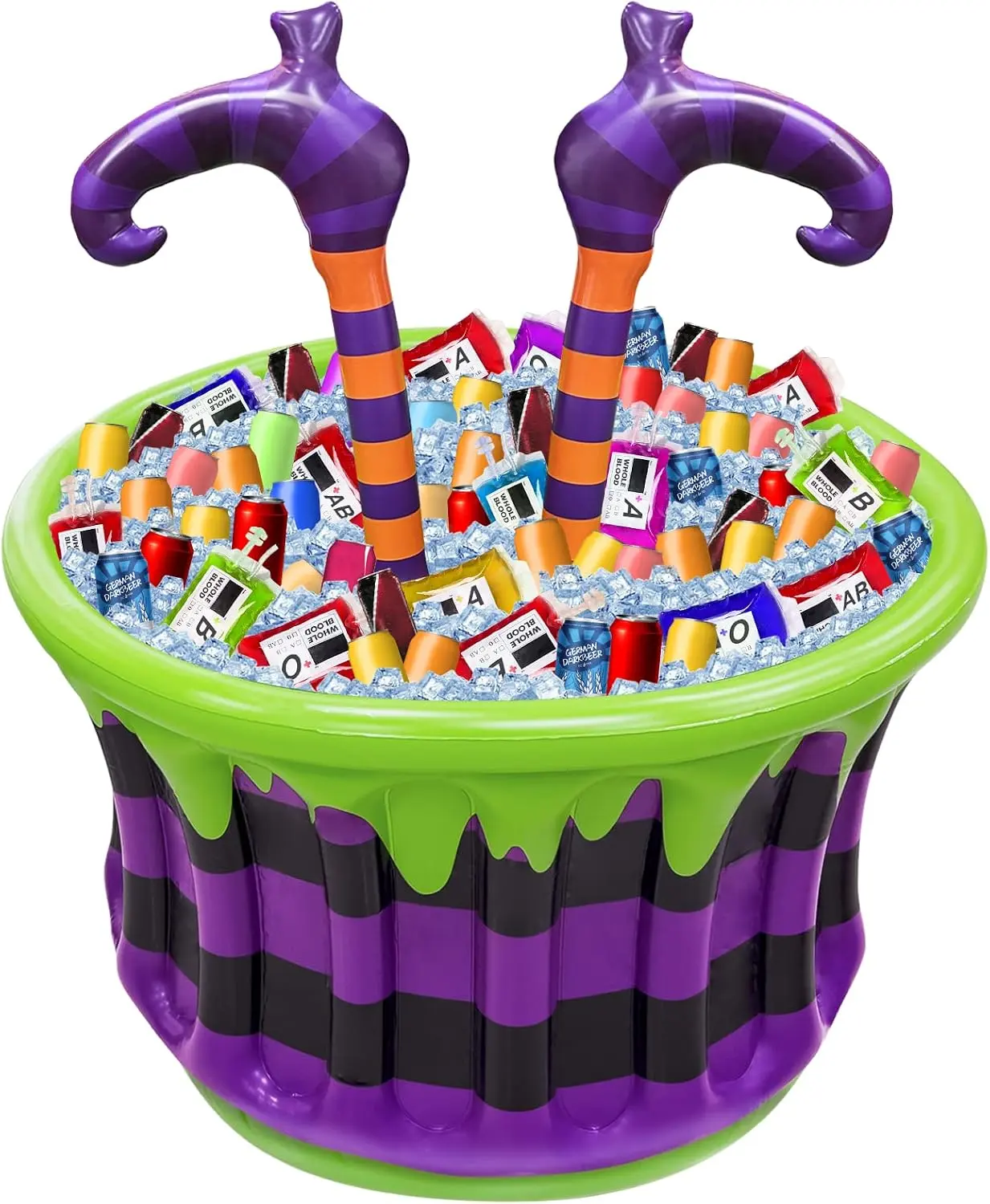 TURNMEON Halloween Inflatable Witch Legs Cauldron Cooler | 200+ Cans Super Capacity Drink Cooler, 40" Halloween Party Decorations for Holiday Party Home Indoor Outdoor Garden Lawn Yard