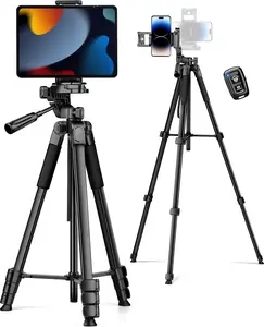 Phone Tripod, 67" Camera Tripod Stand for  iPad, Professional  Travel Tripods with  Remote and Carry Bag for Cellphone Photo Video Recording Vlog