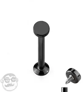 16G PVD Black Round Top Internally Threaded Flat Back Steel Post