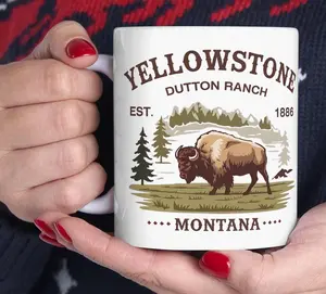 Yellowstone Dutton Ranch Ceramic Mug, 11oz 15oz - Cowboy Western TV Show Cup