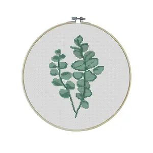 Eucalyptus Premium Cross Stitch Kit - EVERYTHING INCLUDED | Calming | Floral Design | Nature | Spa Gifts | Plant Cross Stitch